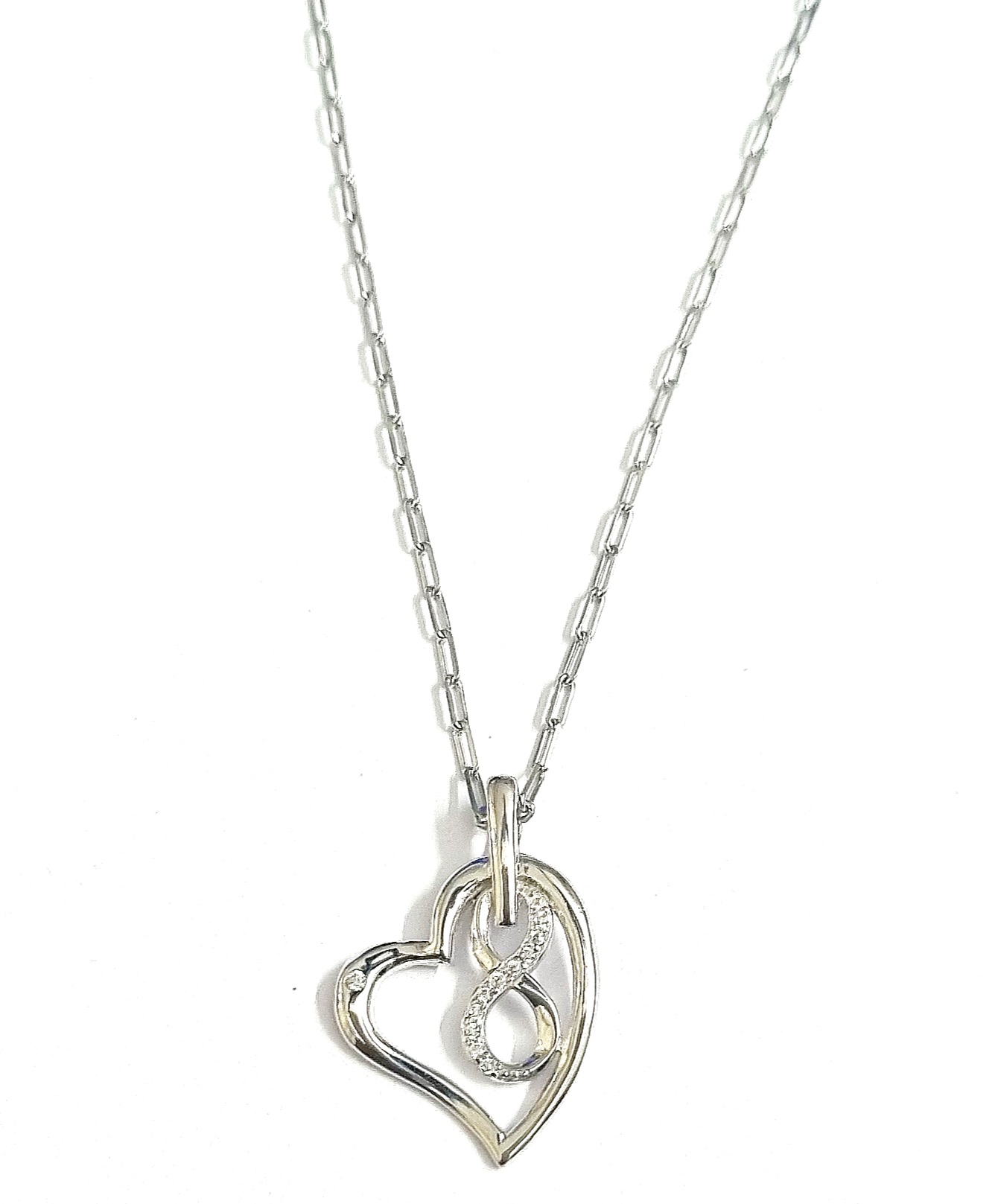 925 Sterling Silver Heart and Infinity Pendant Necklace
