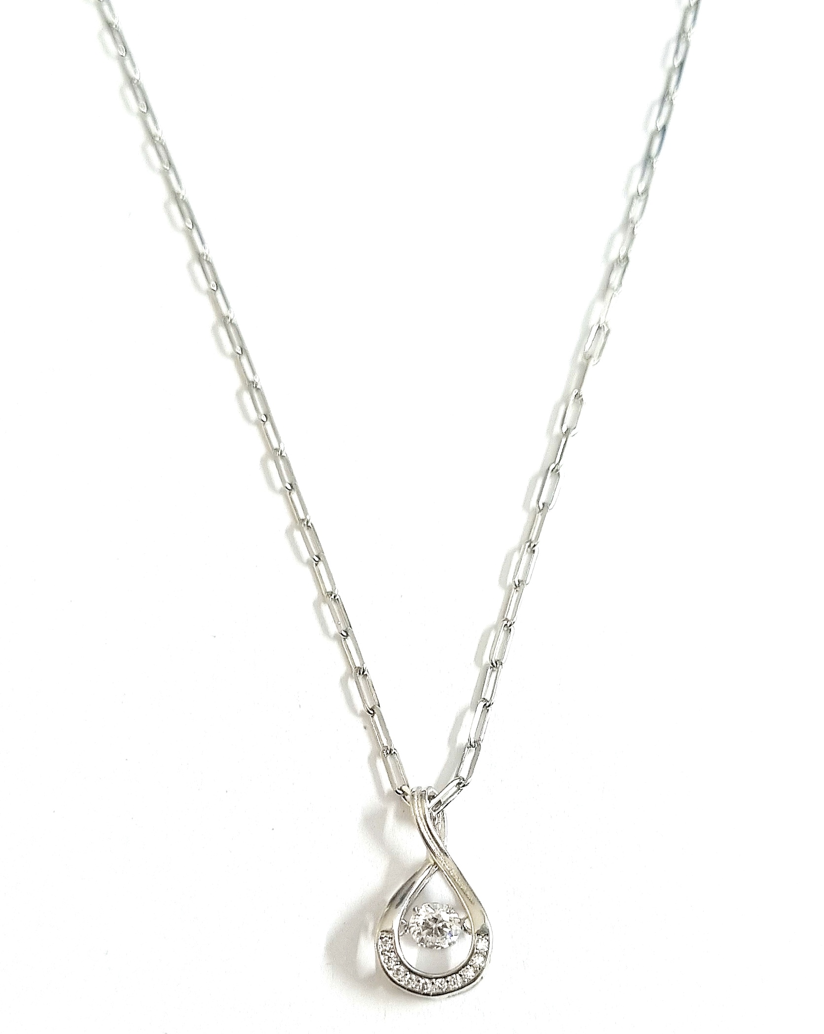 925 Sterling Silver Elegant Silver Necklace With Dancing Stone