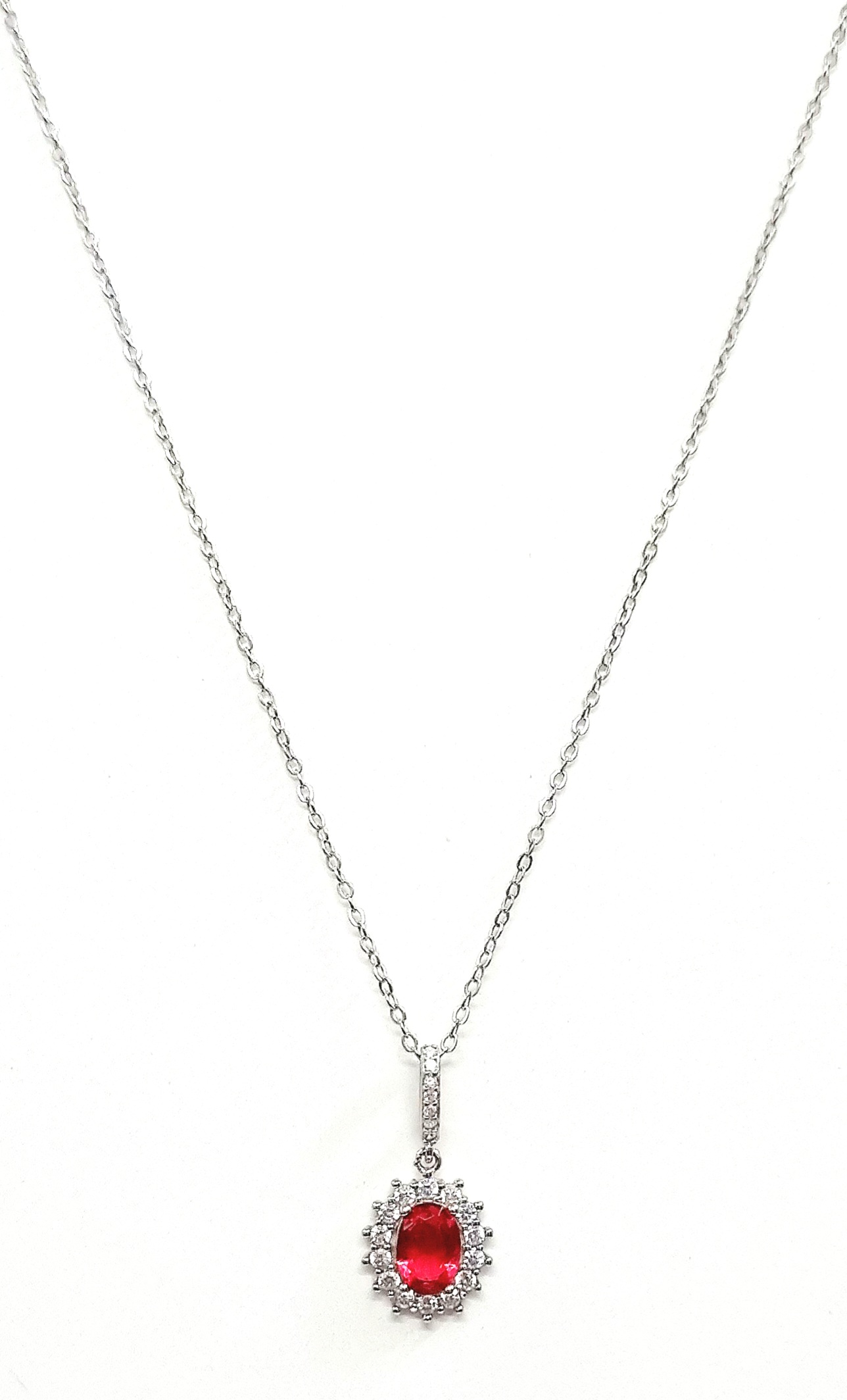 925 Sterling Silver Elegant Ruby Necklace
