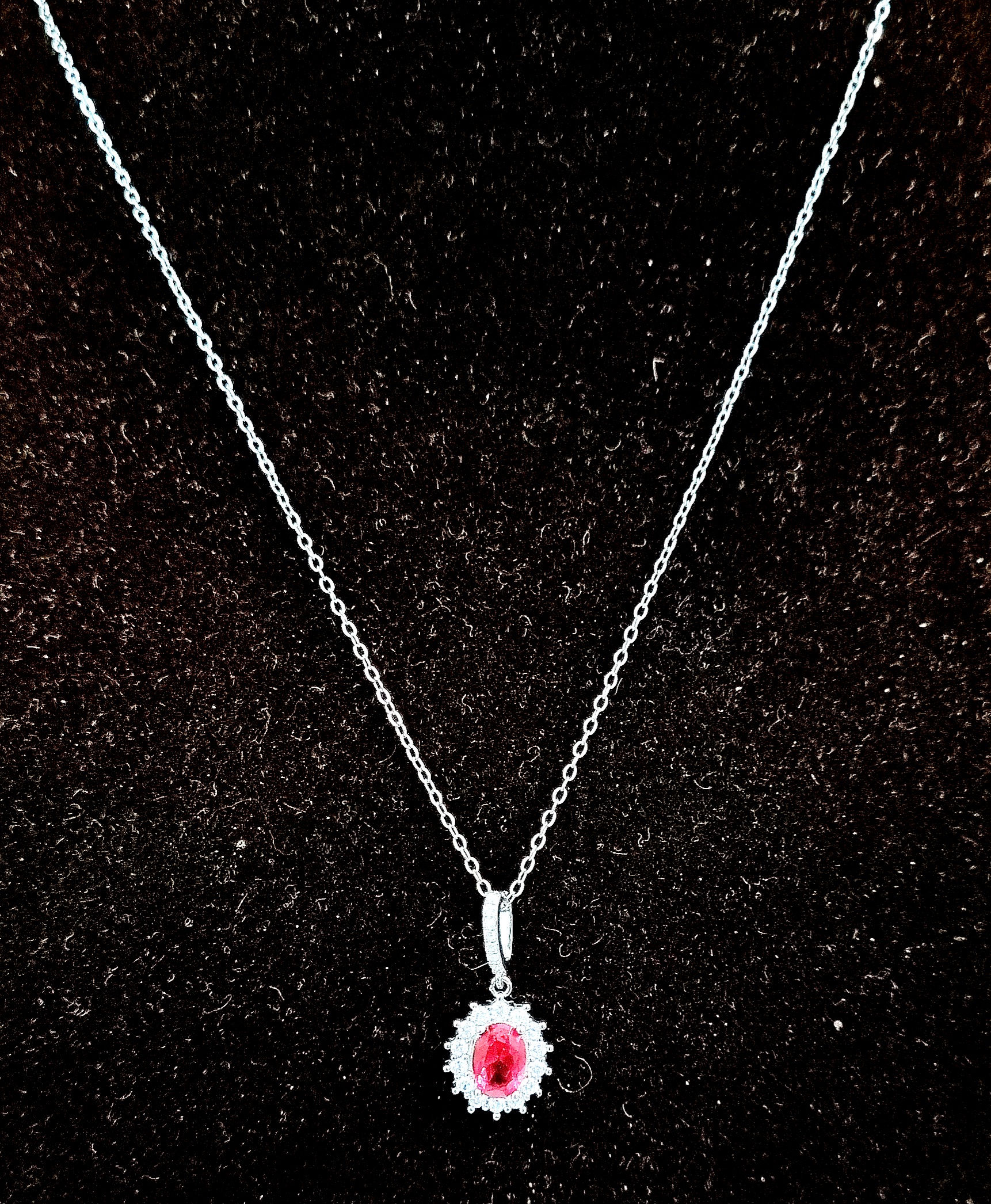 925 Sterling Silver Elegant Ruby Necklace