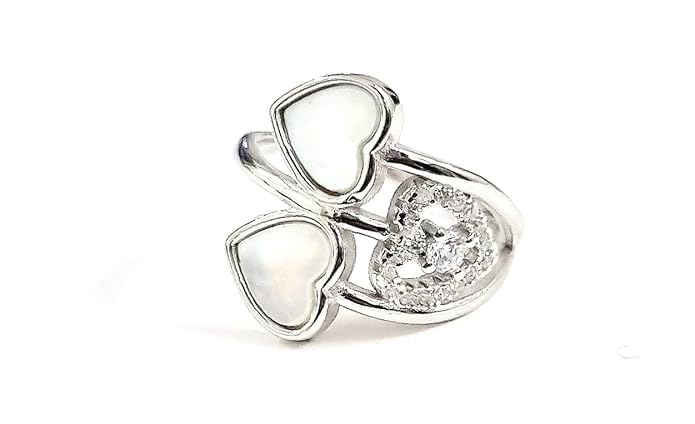 925 Sterling Silver Cubic Zirconia Heart Finger Ring | Gifts for Girls | With Certificate of Authenticity (Ring)