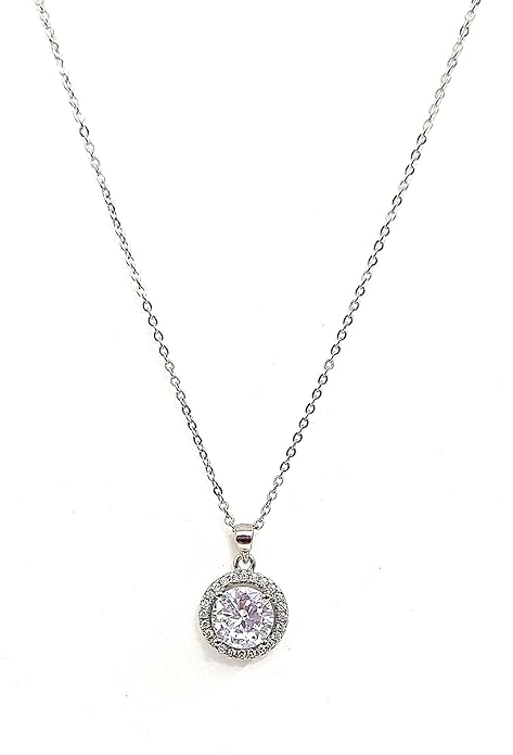 925 Sterling Silver Round Solitaire Pendant Necklace With Chain Gift For Girls With Certificate Of Authenticity