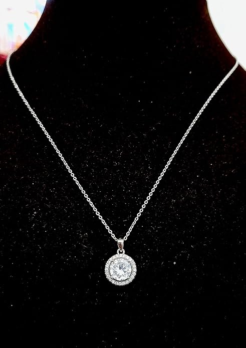  925 Sterling Silver Round Solitaire Pendant Necklace With Chain Gift For Girls With Certificate Of Authenticity