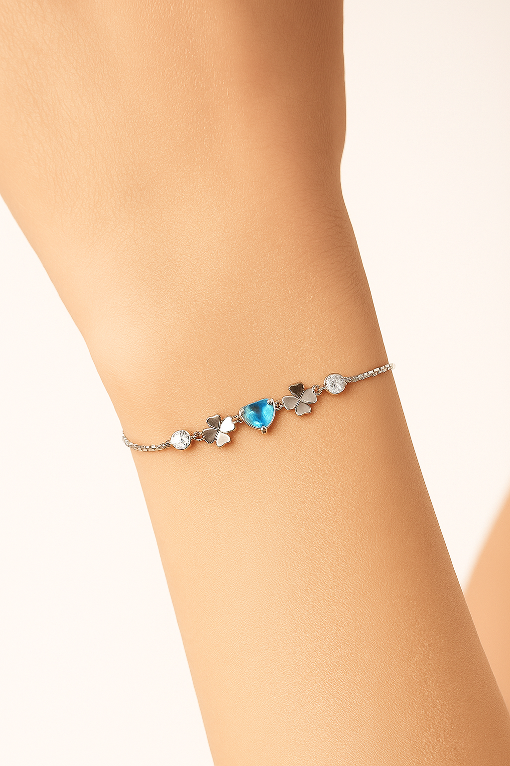Silver Blue Heart Bracelet