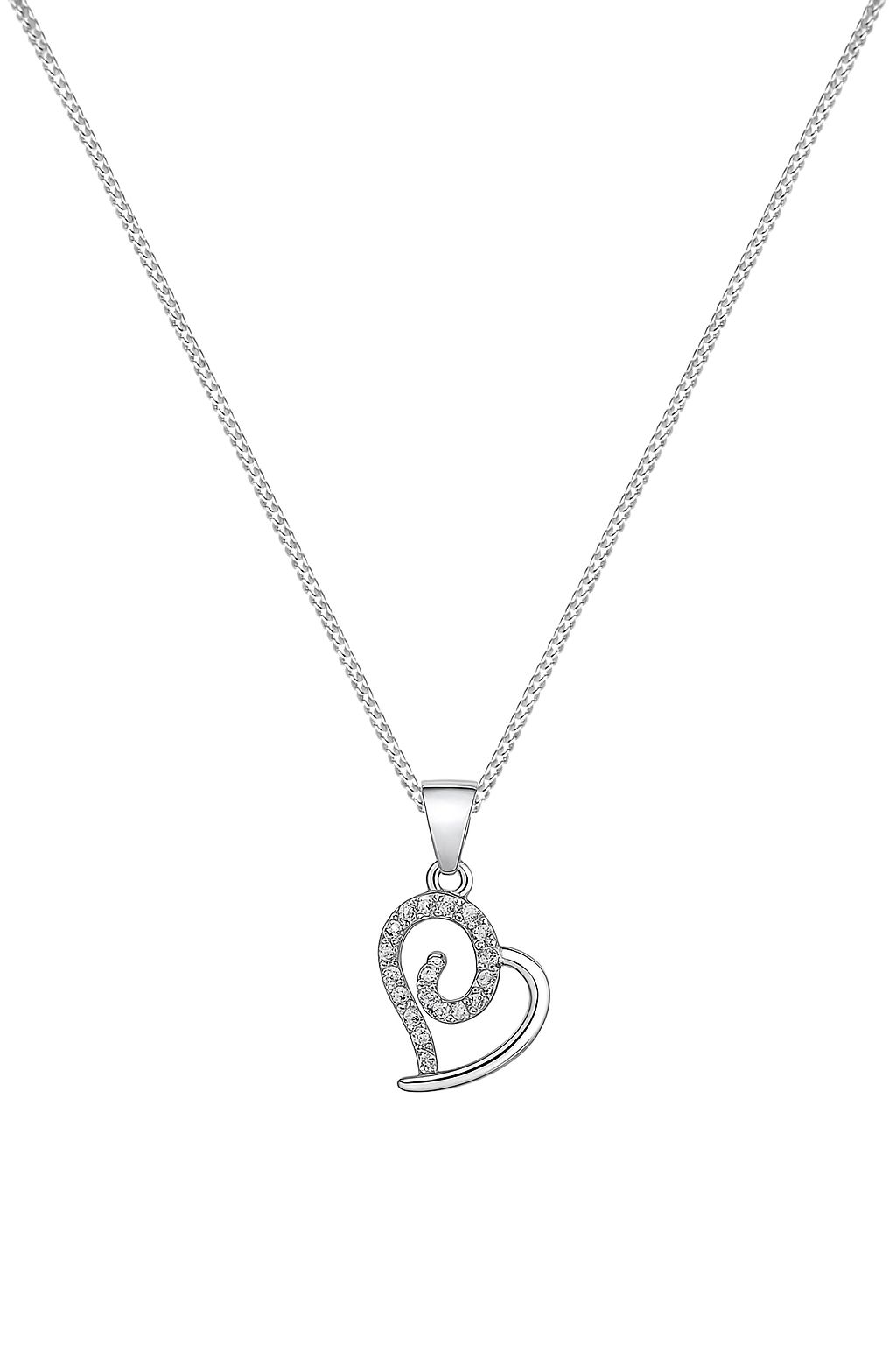 Silver Heart Pendant Necklace By Swarn Jewels