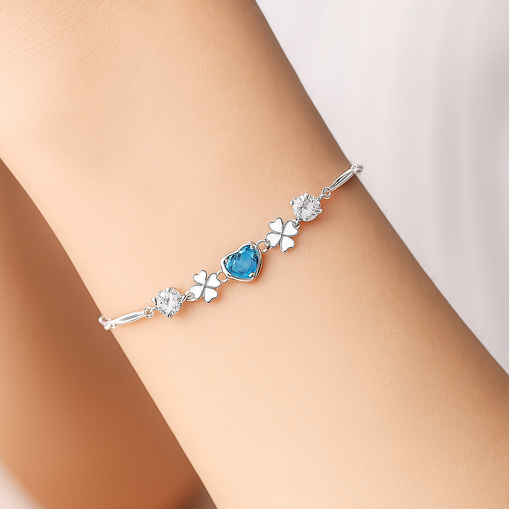 Silver Blue Heart Bracelet
