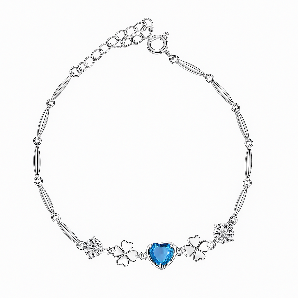 Silver Blue Heart Bracelet