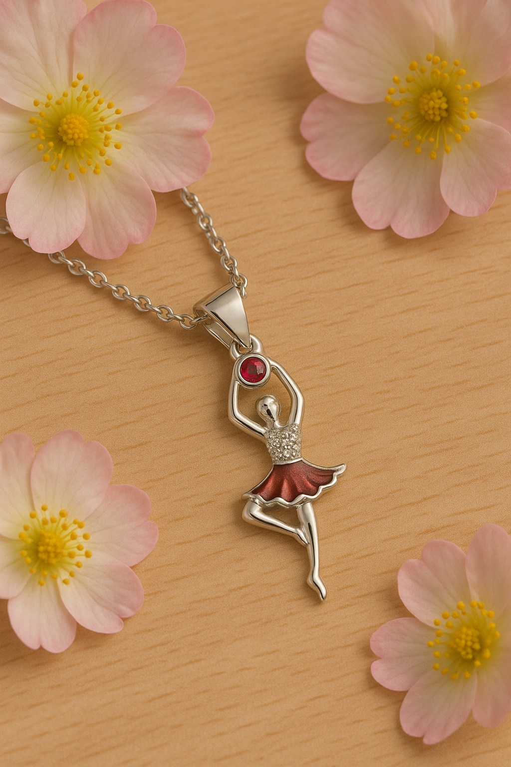 Silver Dancing Doll Pendant Necklace