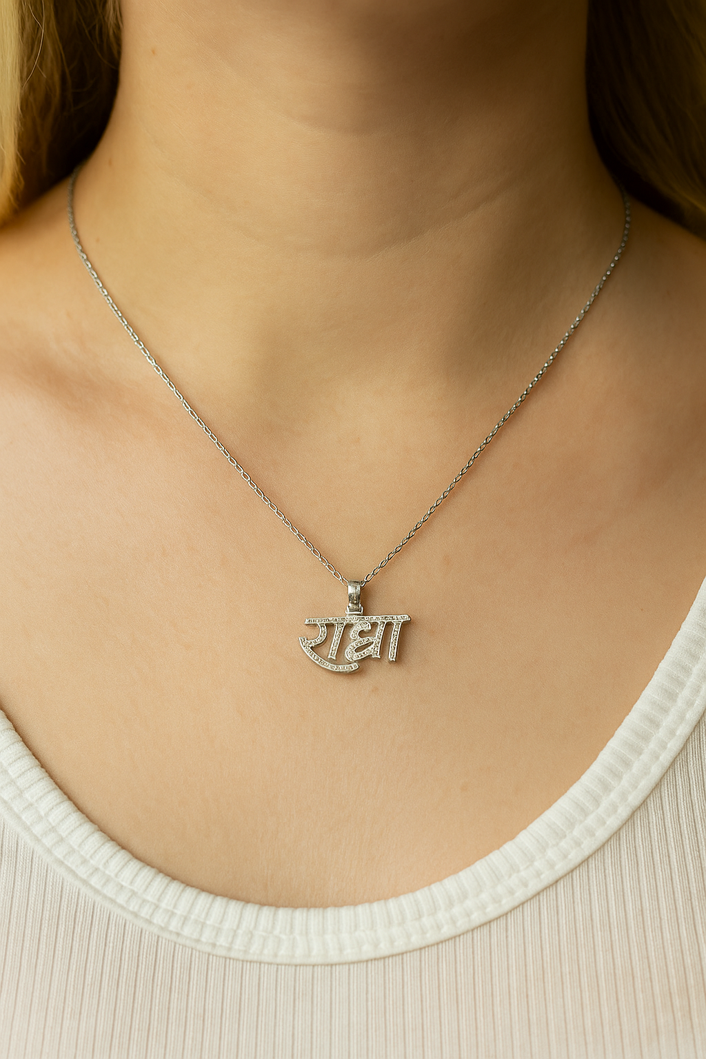 925 Sterling Silver Radha Pendant Necklace With Chain For Girls