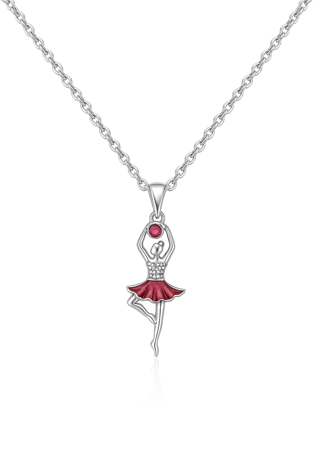 Silver Dancing Doll Pendant Necklace