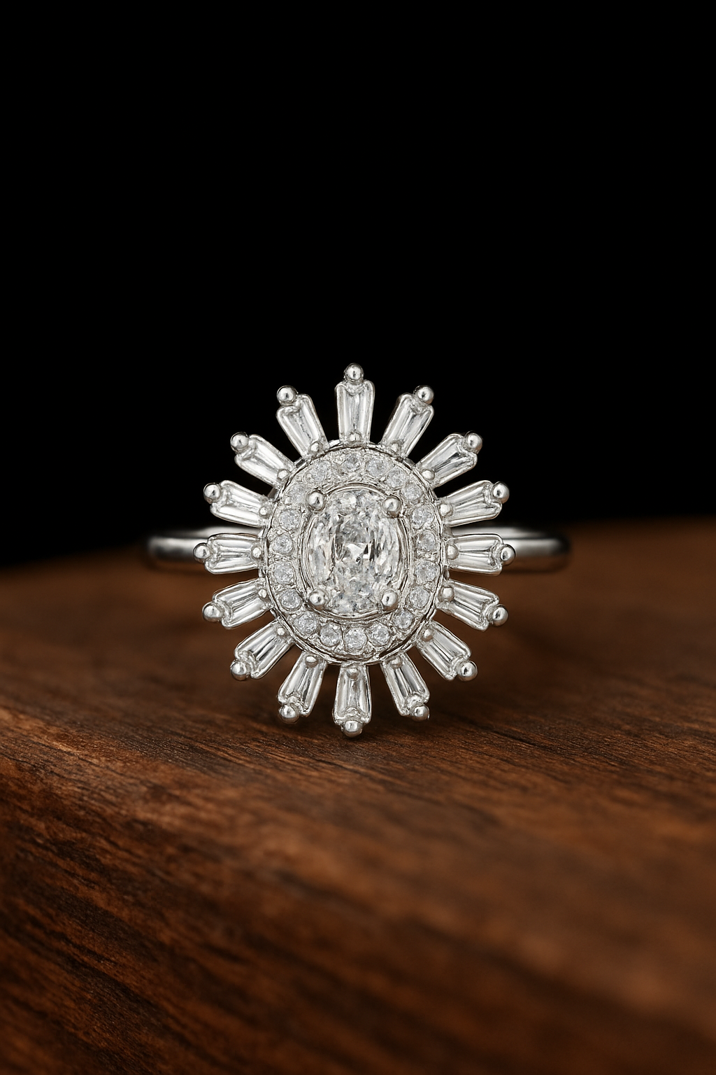 Silver Solitaire Cocktail Ring