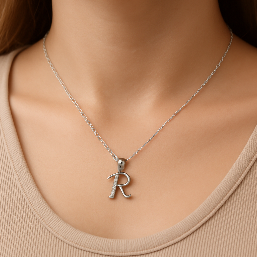Silver Initial 'R' Necklace