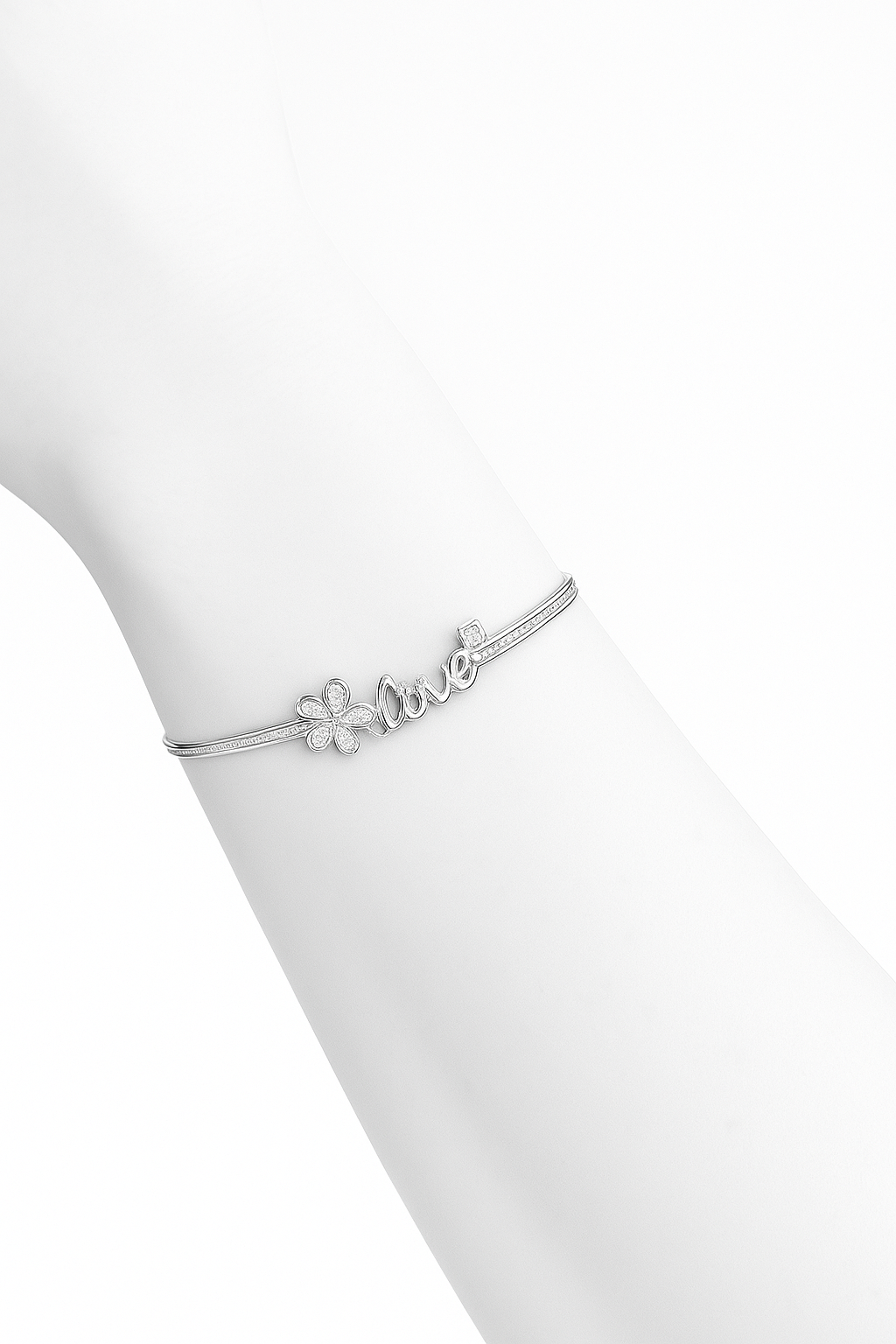 925 Sterling Silver Love Bangle Bracelet For Women, Adjustable, Cubic Zirconia | Gifts For Women & Girls | With Certificate Of Authenticity