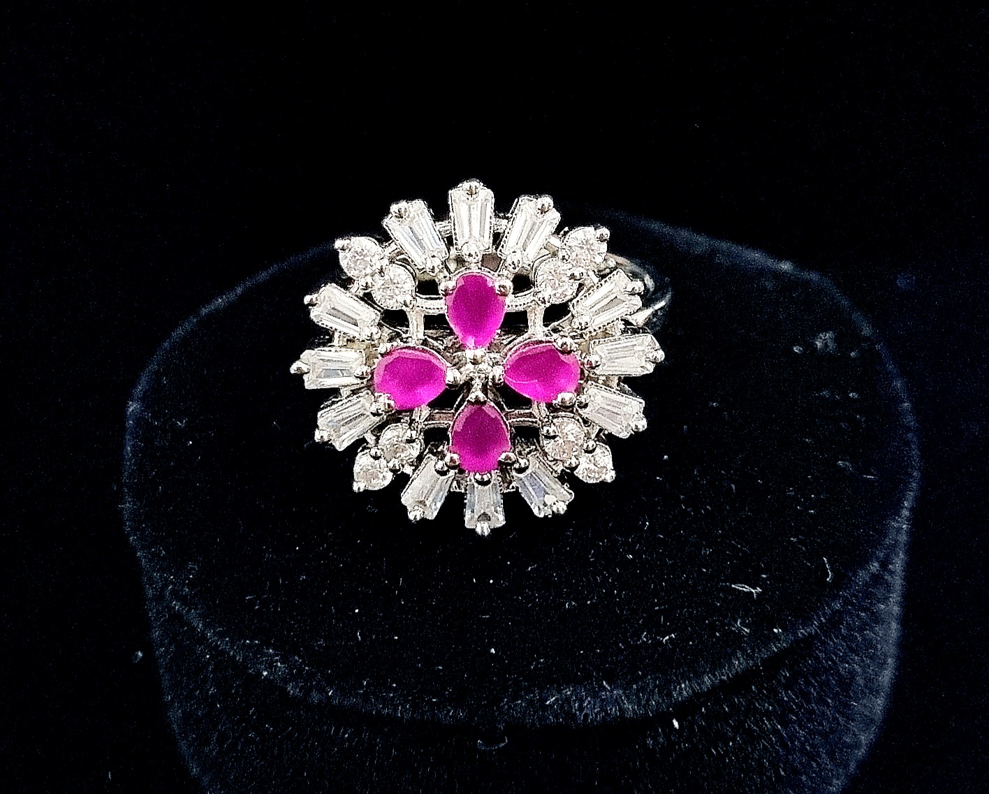 Silver Floral Cocktail Ring By Swarn Jewels