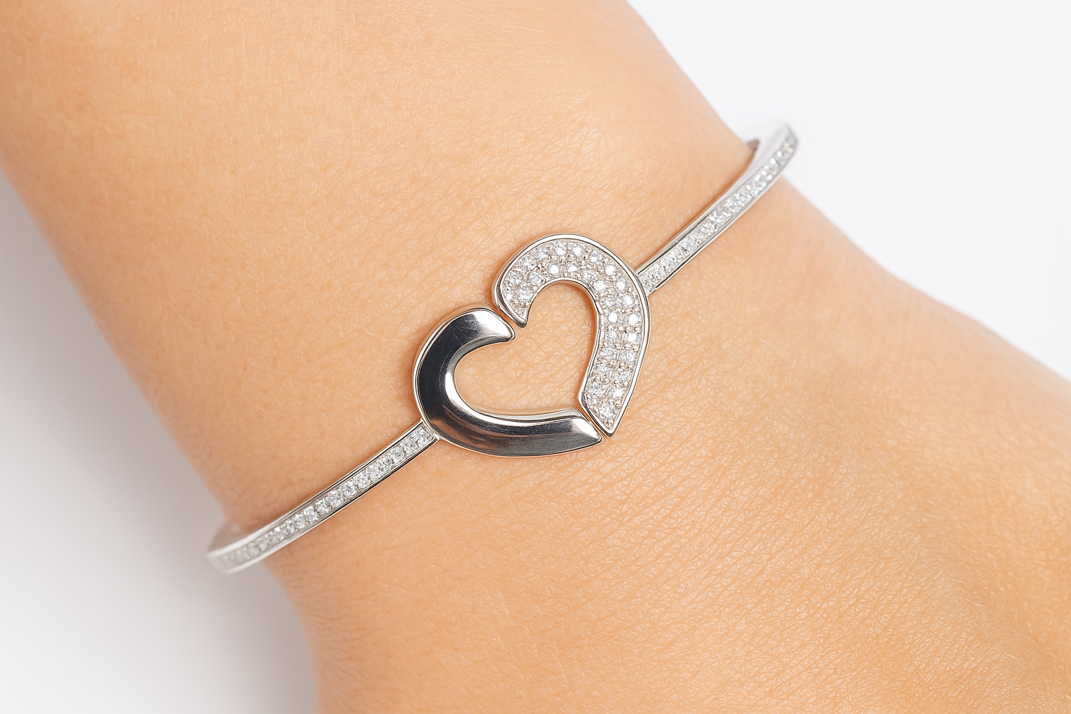 Silver Heart-Shaped Bracelet
