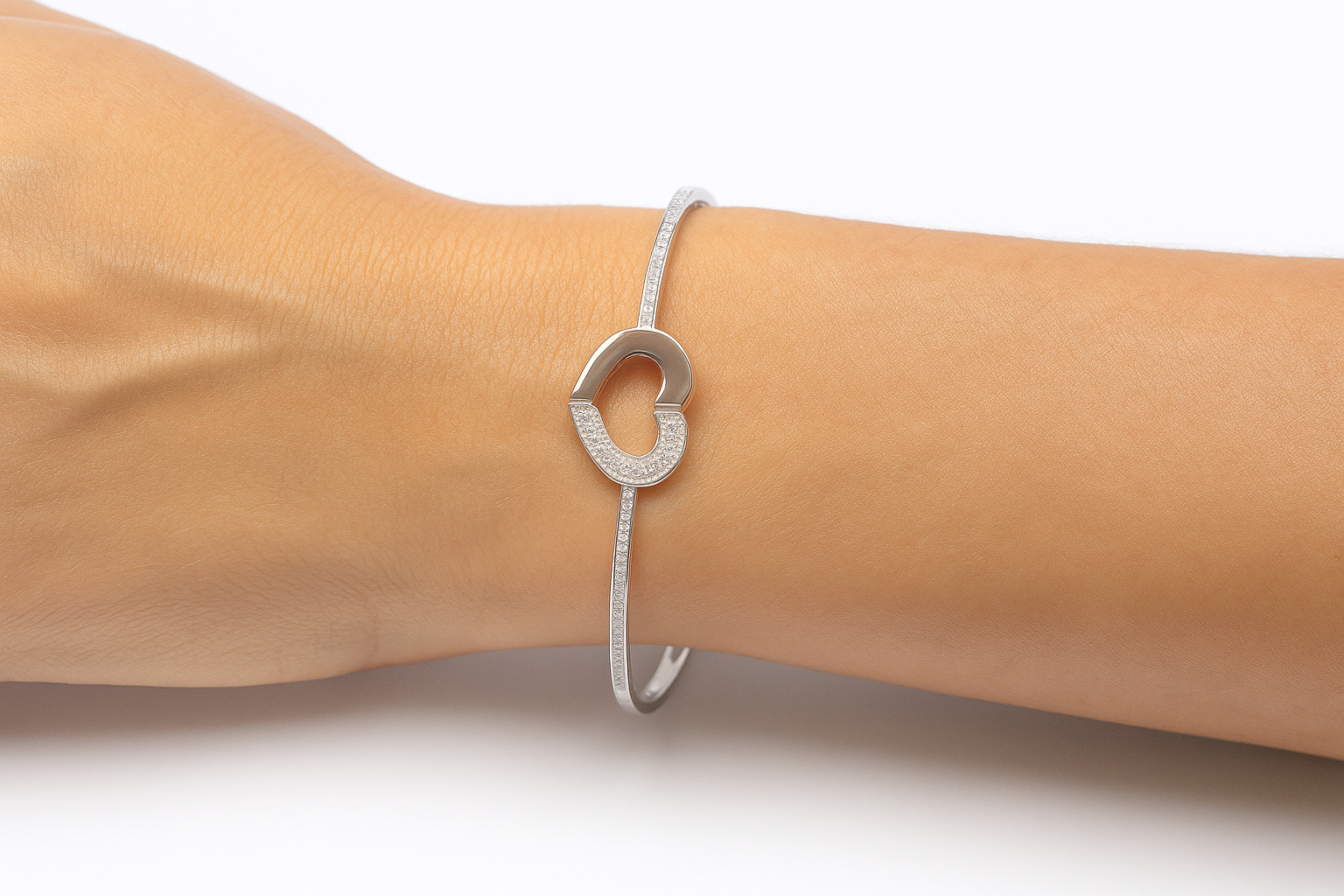 Silver Heart-Shaped Bracelet