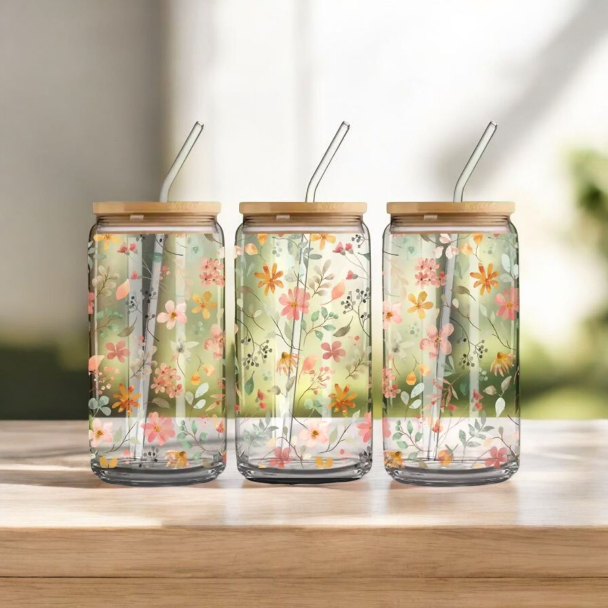 Trinkgläser mit Deckel - Flower
