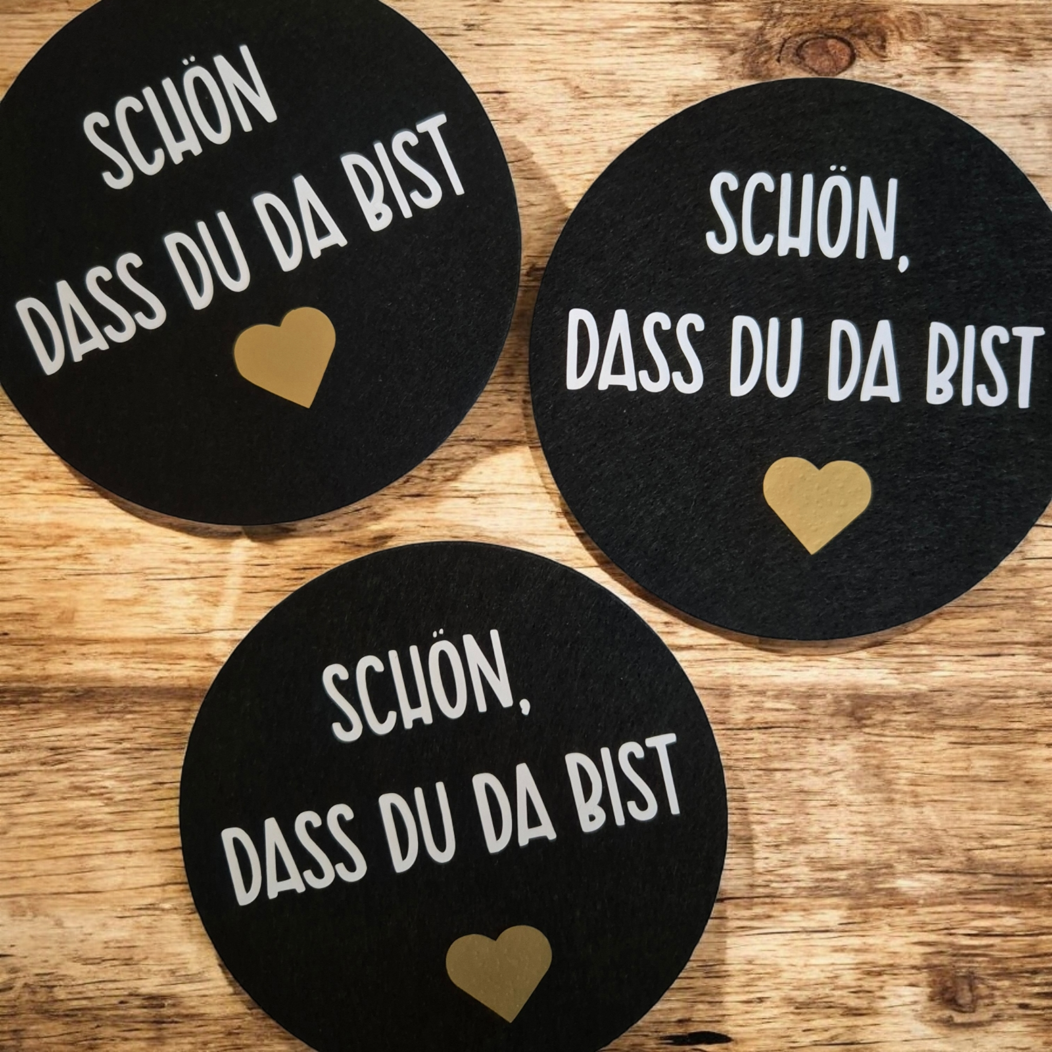 Untersetzer aus Filz "Schön, dass du da bist"