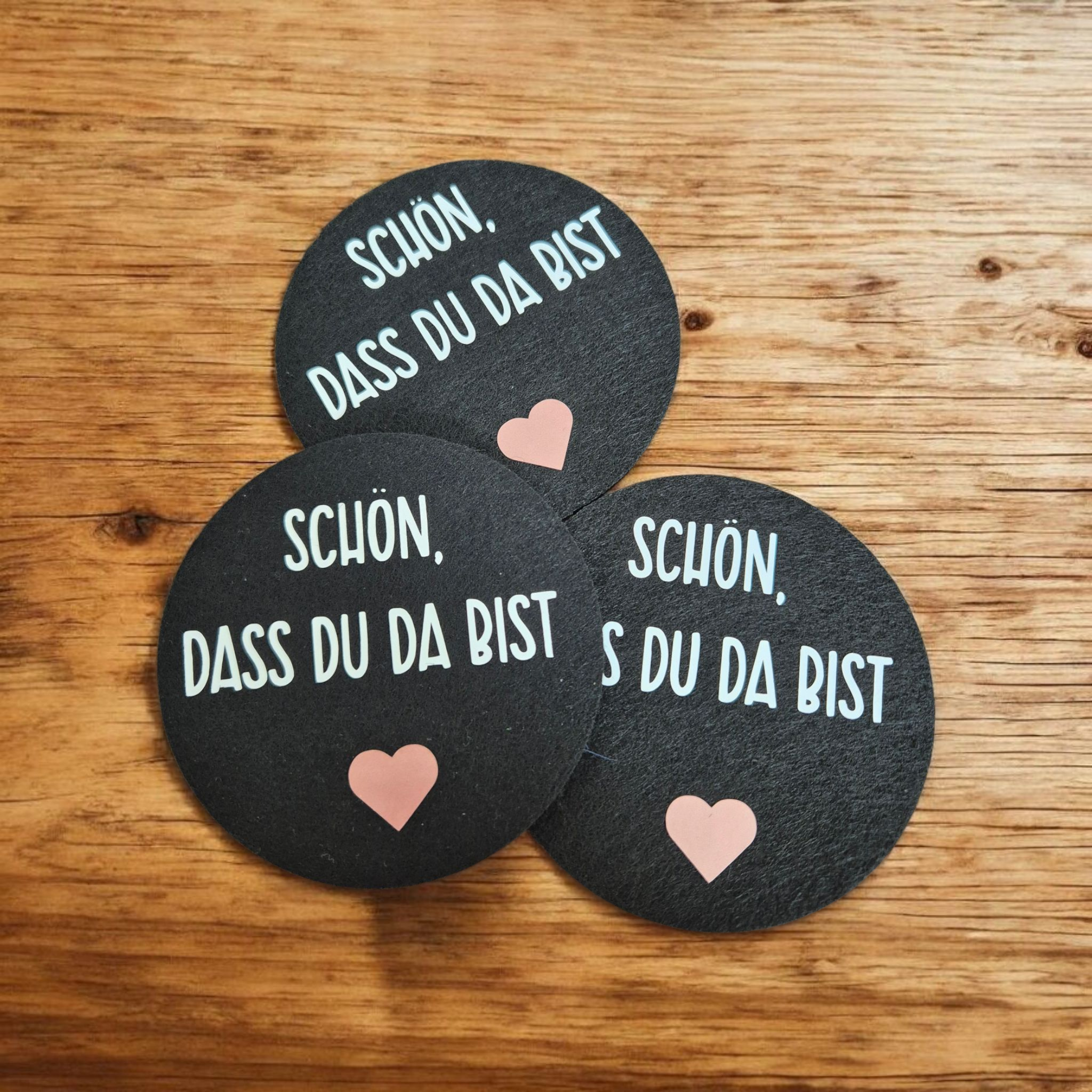 Untersetzer aus Filz "Schön, dass du da bist"