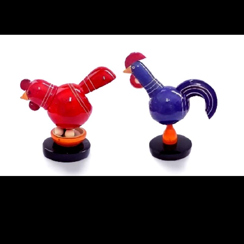 Hen cock pair wood