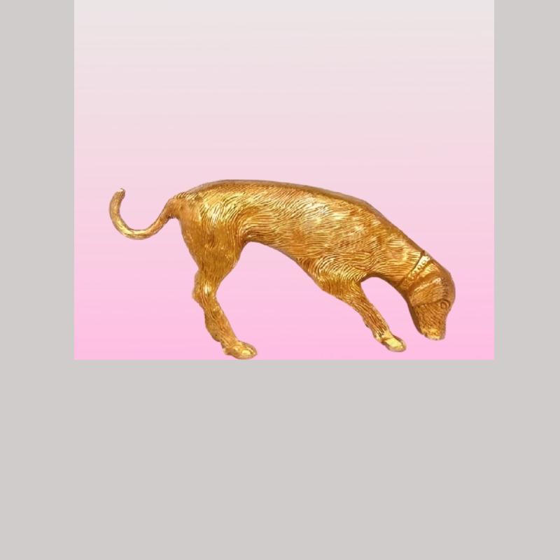 Metal sculpture dog