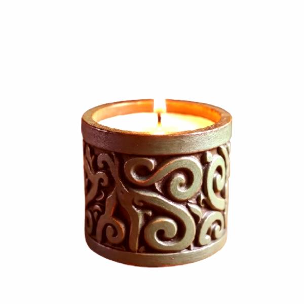 Green wooden votive holder