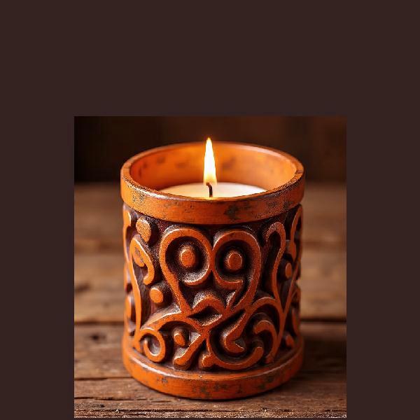Wood craft holder with pillar candle