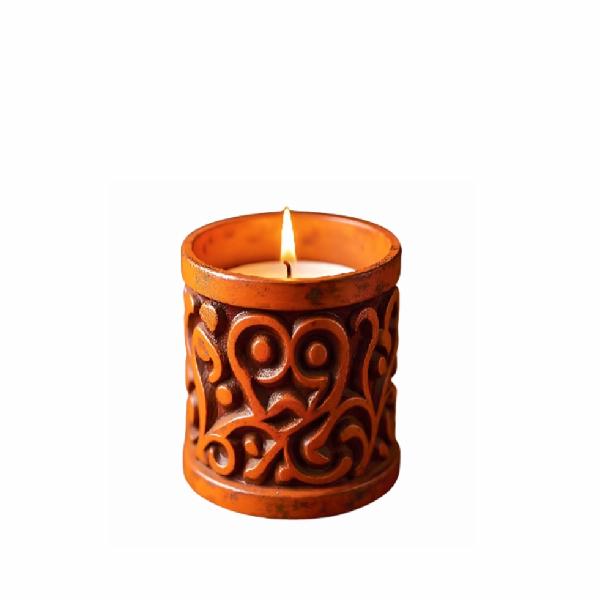 Wood craft holder with pillar candle