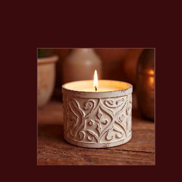 Wood carving candle jar