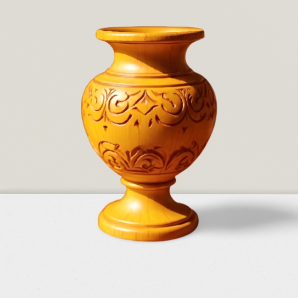 Wood carving vase