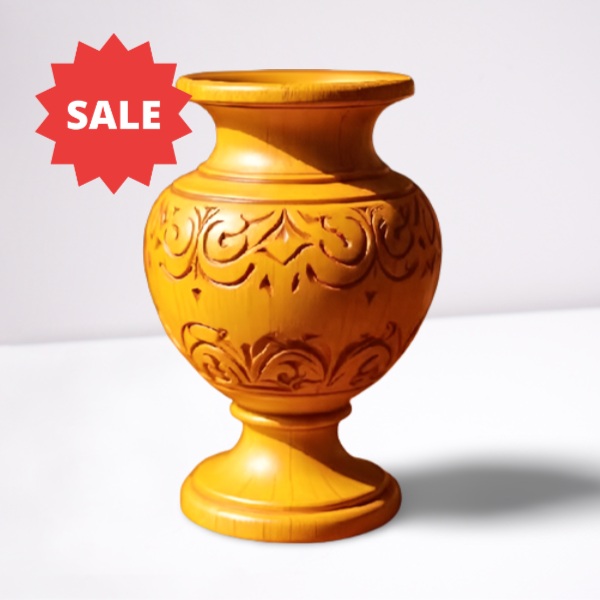 Wood carving vase