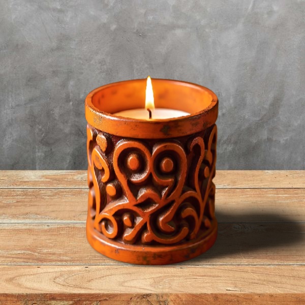 Wood craft holder with pillar candle
