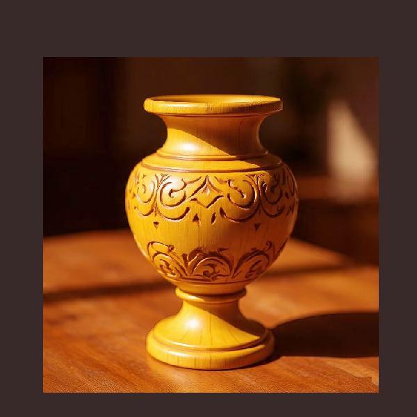 Wood carving vase