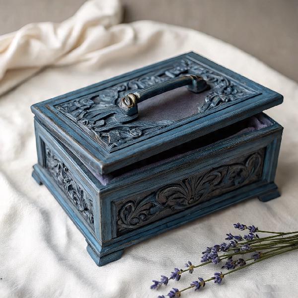 Artistic wood carving box