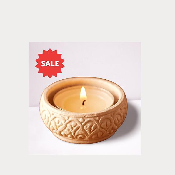 Wood carving votive for candle