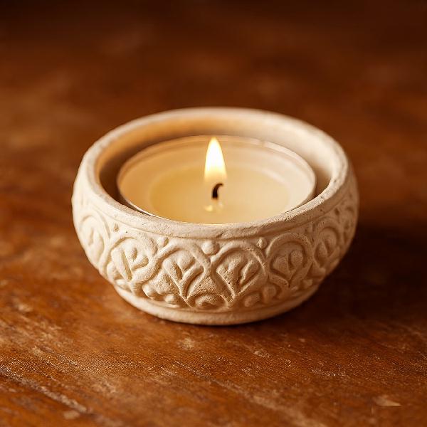 Wood carving votive for candle