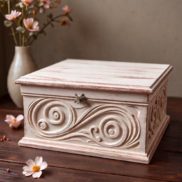  Vintage wood carving box