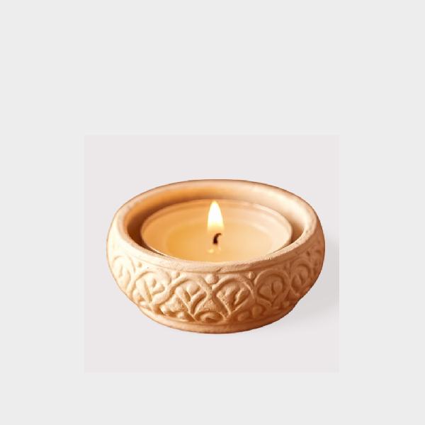 Wood carving votive for candle