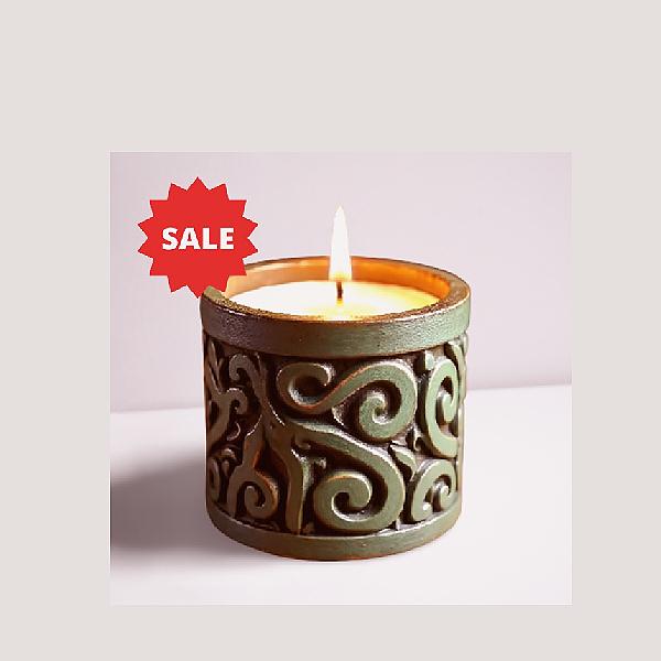 Green wooden votive holder