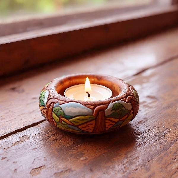 Hand painted Tea Light candle holder