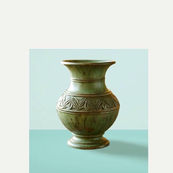 Green vase wood carving 