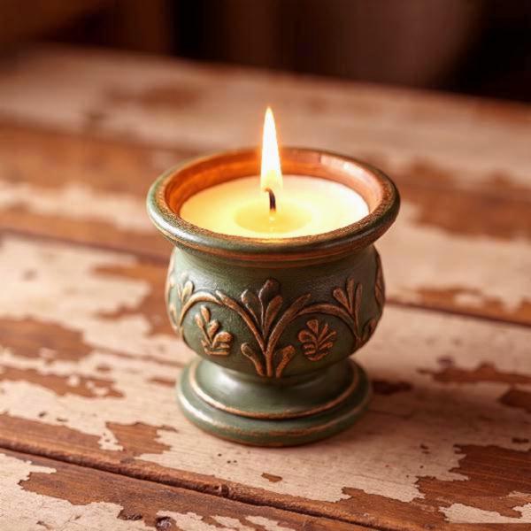 Candle and holder antique