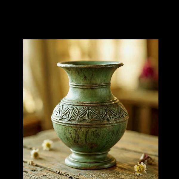Green vase wood carving