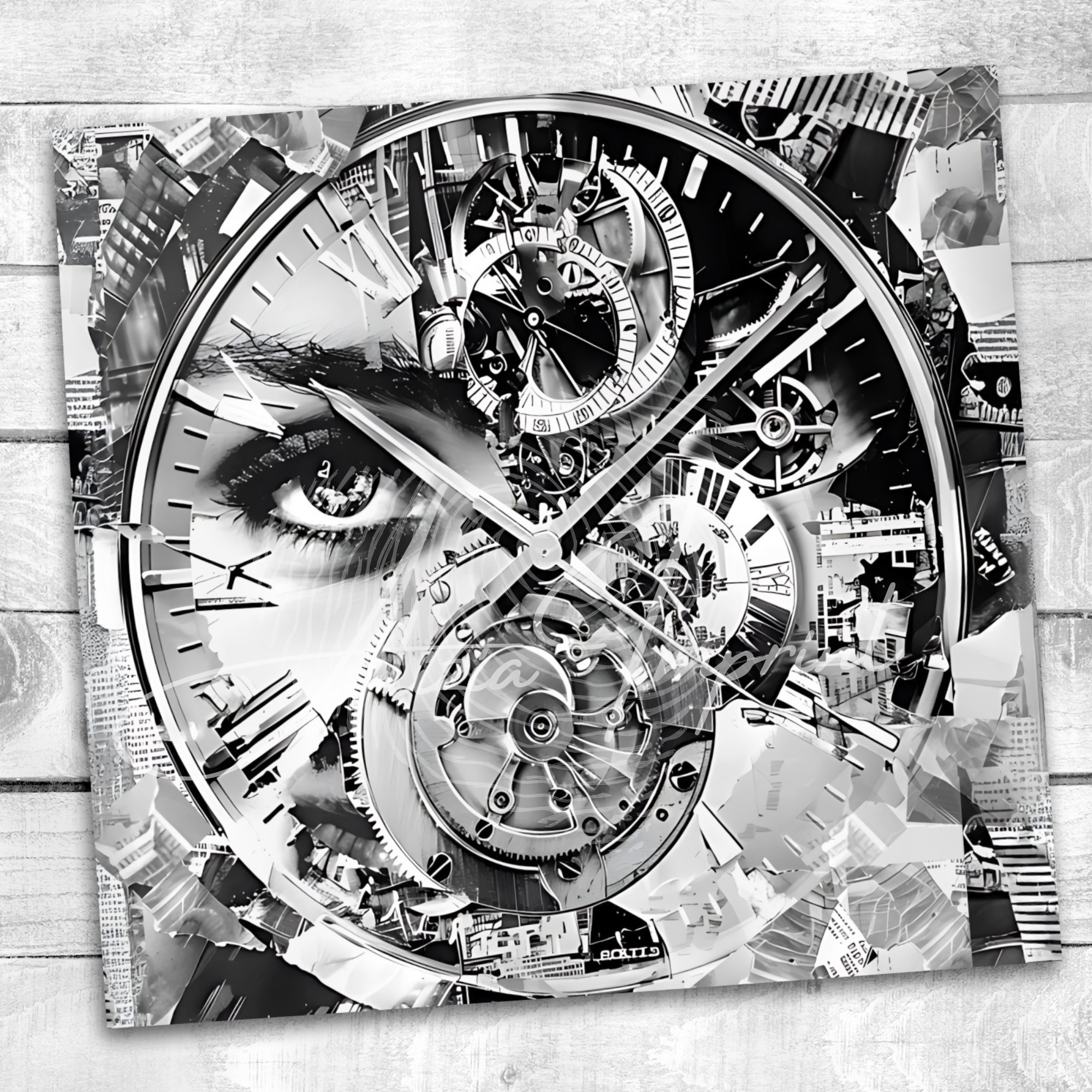 Cyber Surrealism Tumbler Wrap: Face Of Time (20 oz PNG Digital Download)