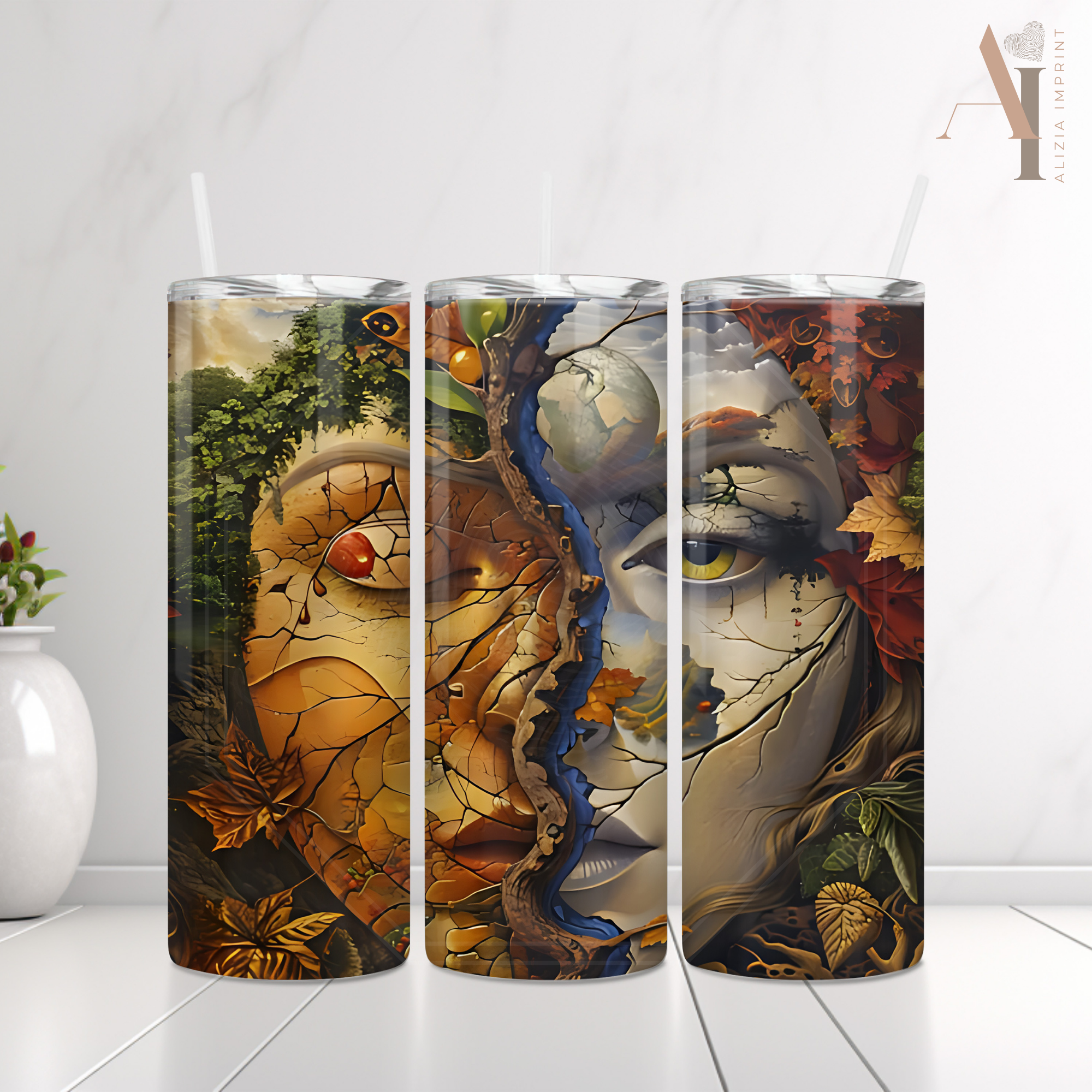 Elemental Nature Goddess Tumbler Sublimation Design (Digital Download PNG)