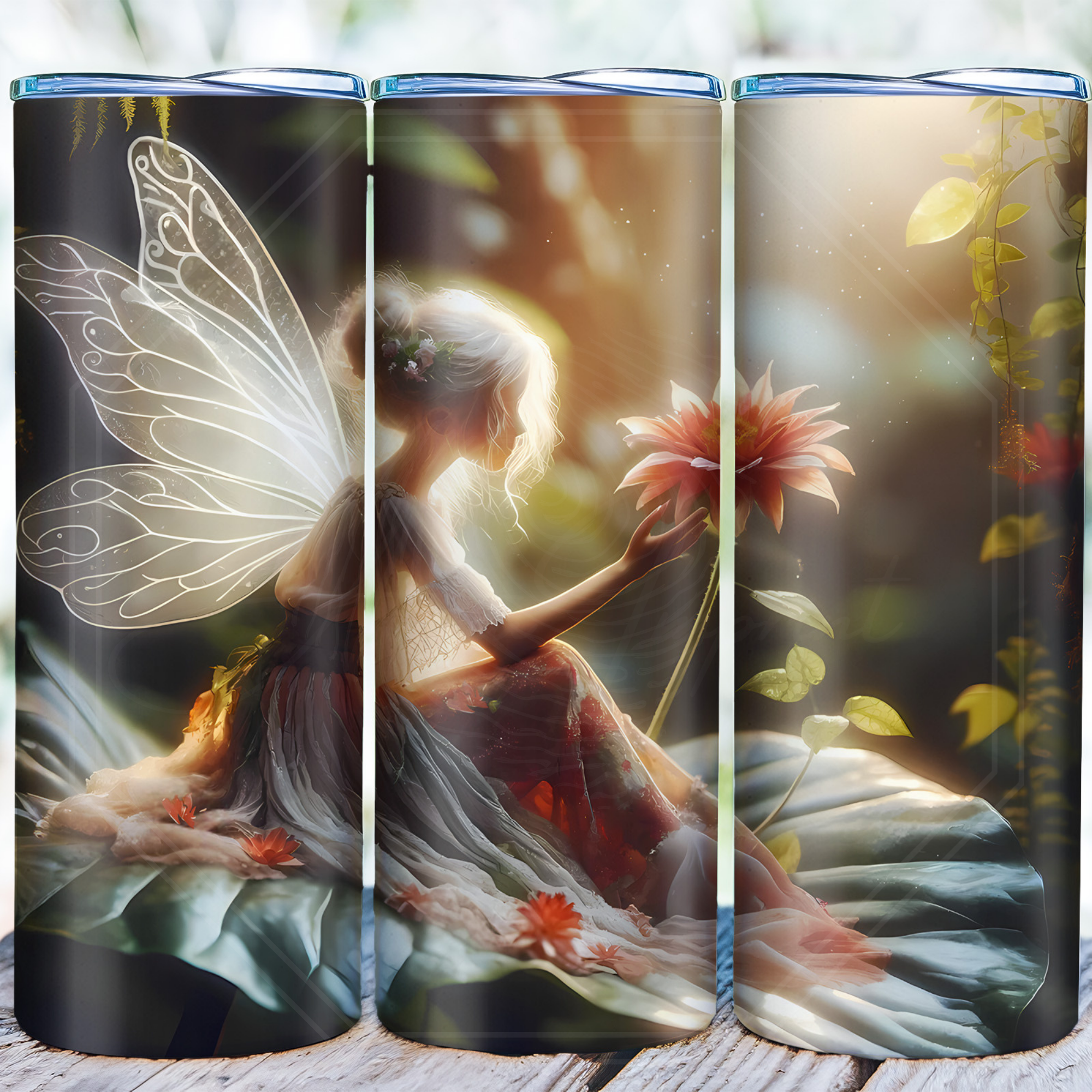 Garden Fairy Tumbler Sublimation Design: 20 oz Skinny Tumbler Wrap (Digital Download PNG)