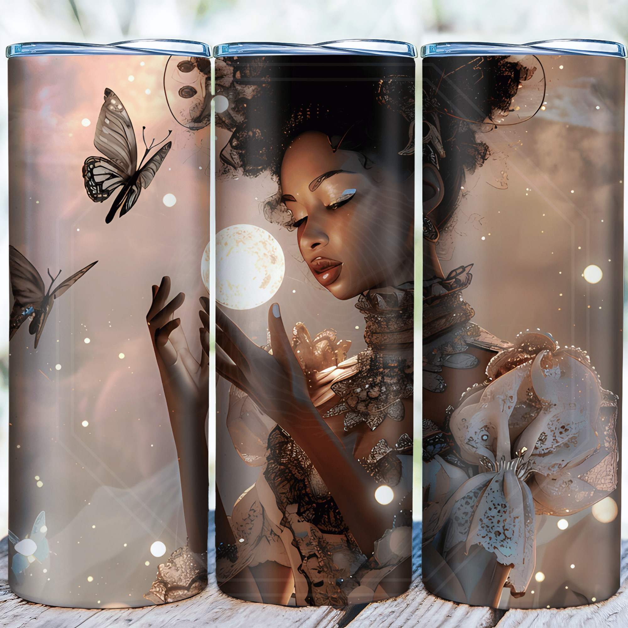 Ethereal Celestial Goddess Tumbler Sublimation Design (Digital Download PNG)