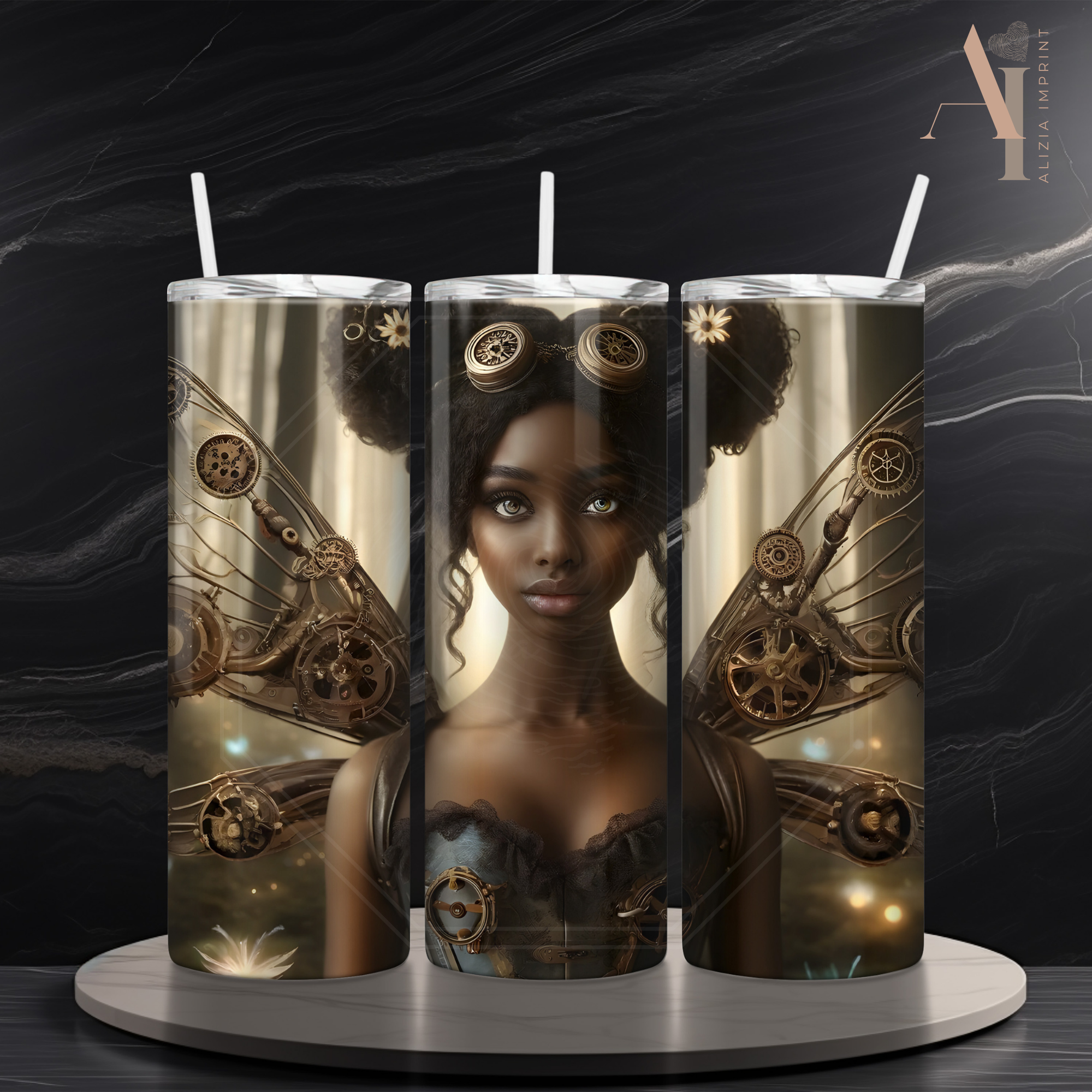 Steampunk Fairy 20 oz Skinny Tumbler Sublimation Design Digital Download PNG Instant DIGITAL ONLY, Tumbler Wrap, Fantasy Tumbler, Fairycore