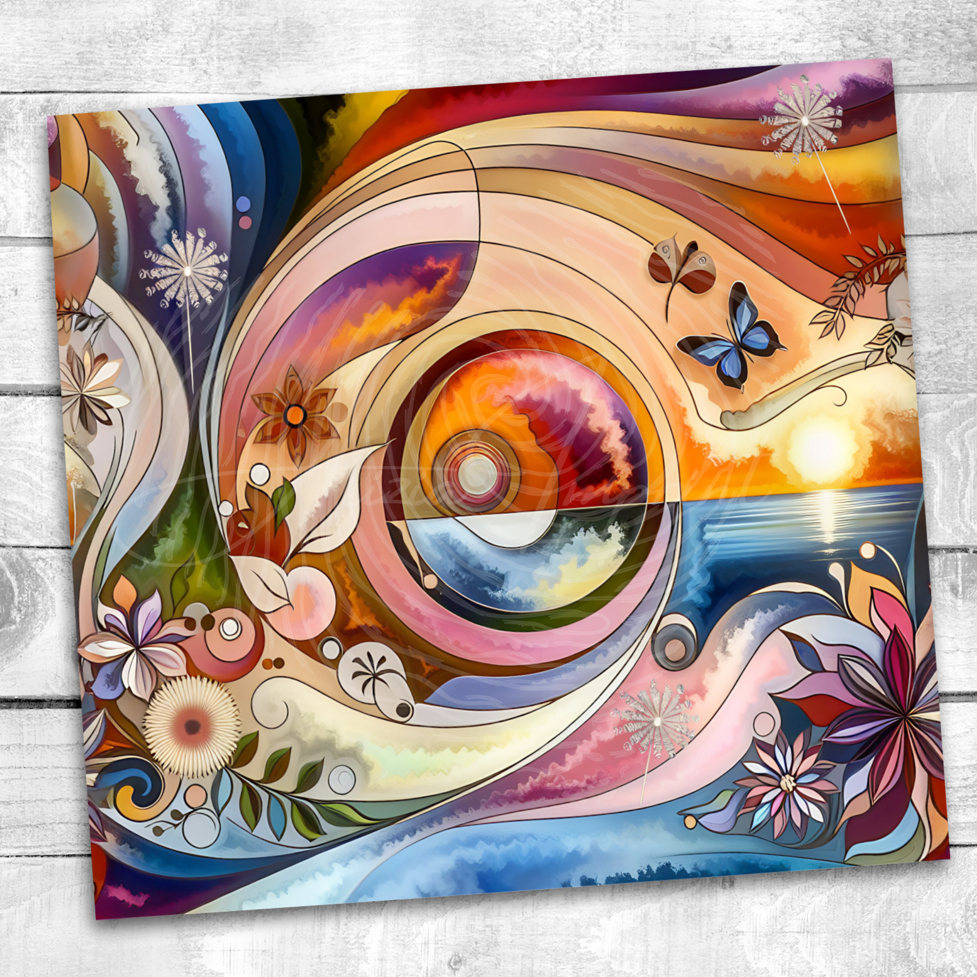 Ethereal Sunset Tumbler Sublimation Design: Abstract Nature (Digital Download PNG)