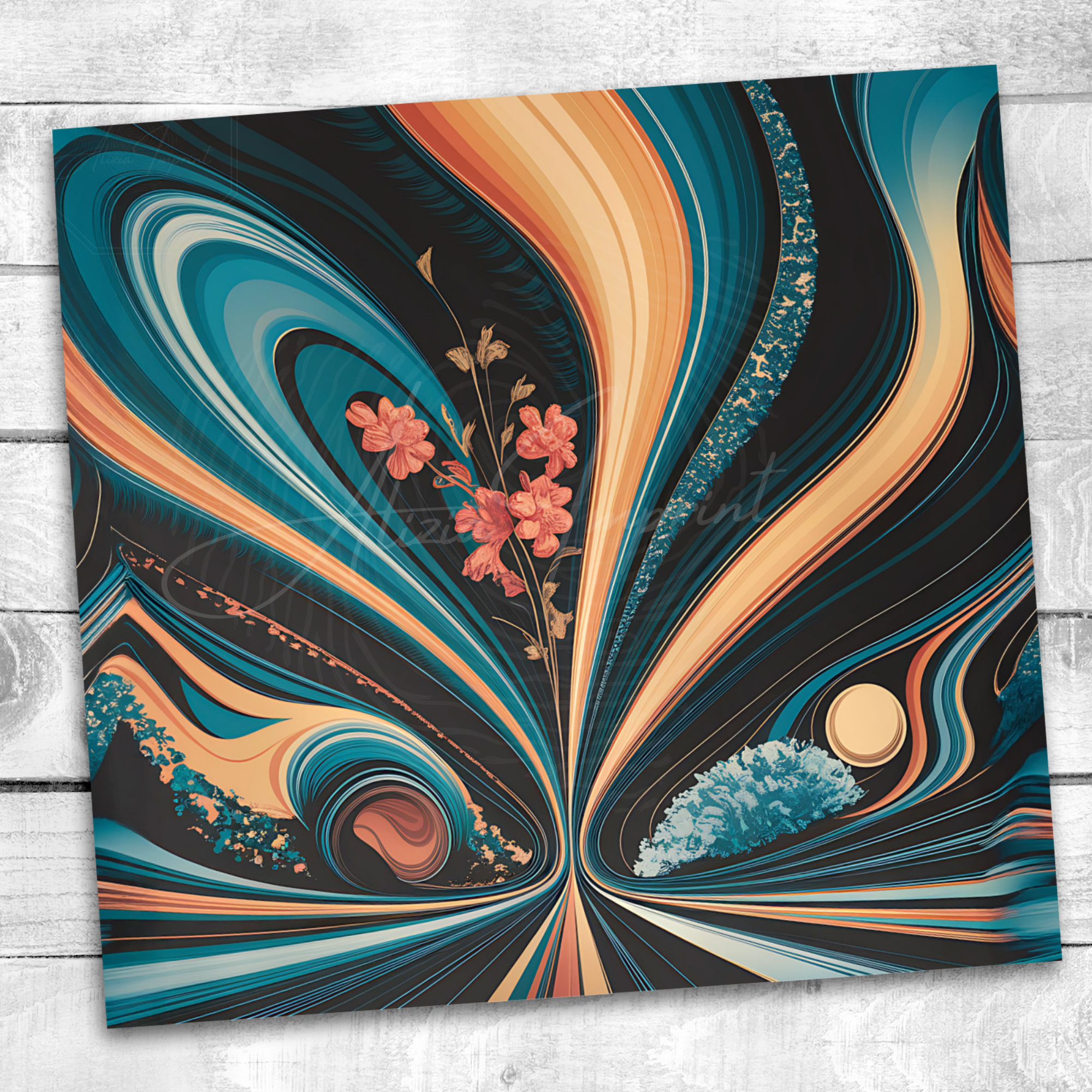 Mystic Floral Tumbler Sublimation Design: Abstract Energy (Digital Download PNG)